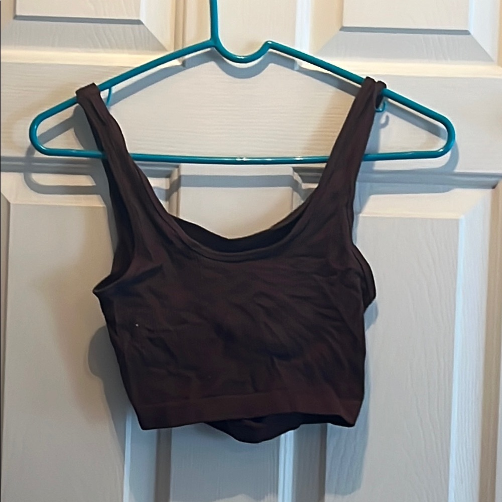 Urban Outfitters Brown Fitted Crop Tank Top